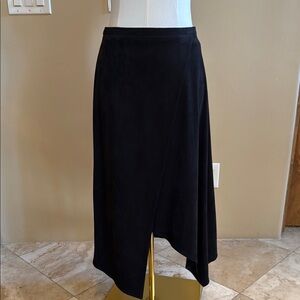Halston Heritage Asymmetrical Black Faux Suede Skirt